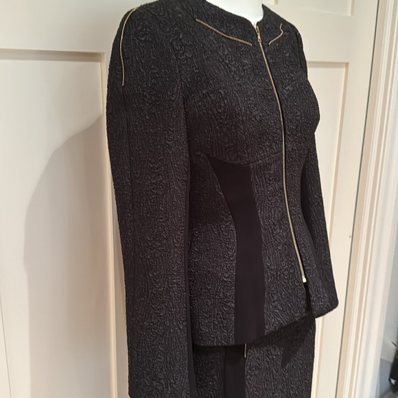 YOANA BARASCHI BLACK TWO PIECE SKIRT SUIT KNIT PANELS ALLOVER ZIPPER DETAILS S - Picture 4 of 15